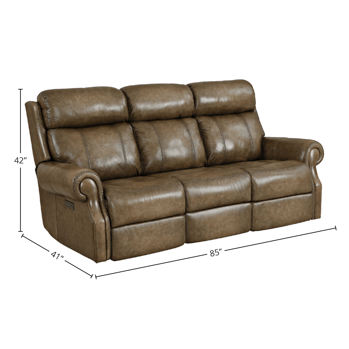 Belona 85&quot; Wide Upholstered Leather Sofa, Brown