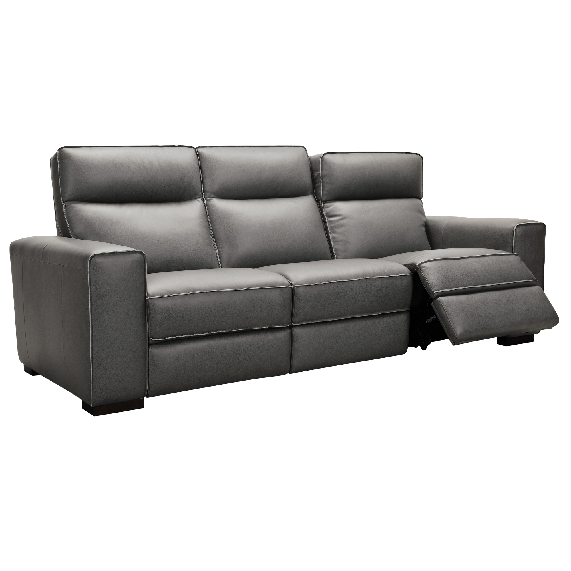 Baxlee 95" Wide Upholstered Leather Sofa, Gray