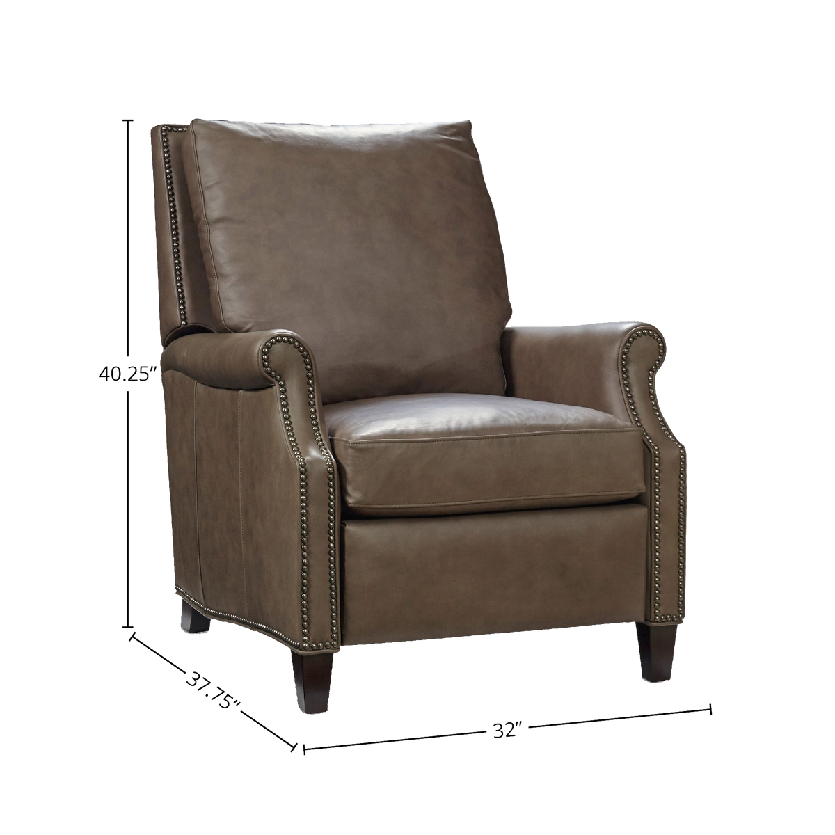 Cariel Recliner, Leather, Gray