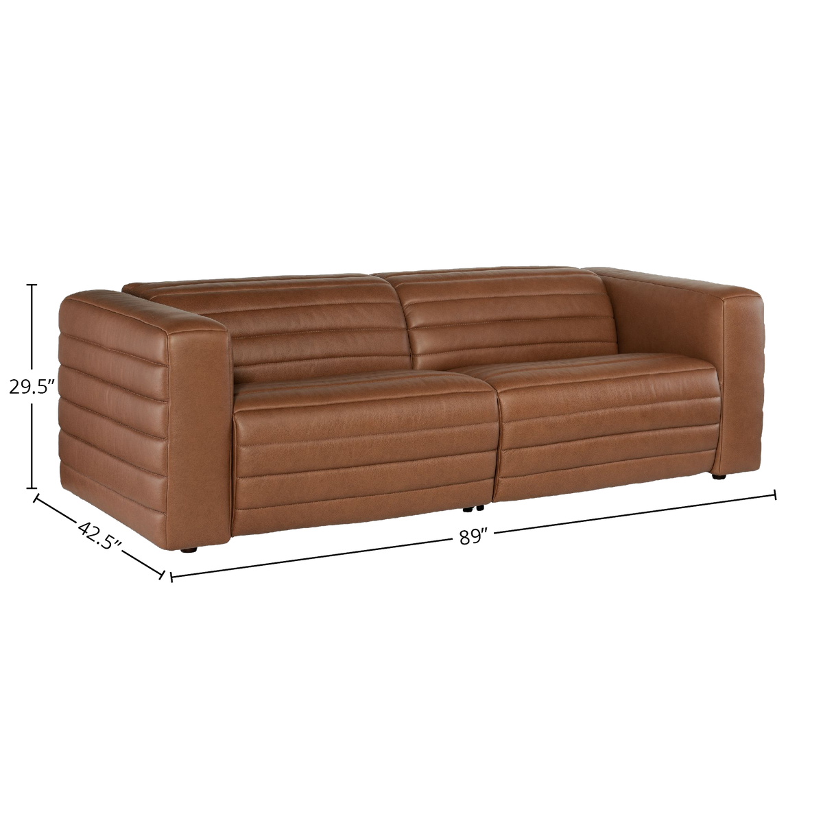 Cathal 89&quot; Wide Upholstered Leather Sofa, Brown