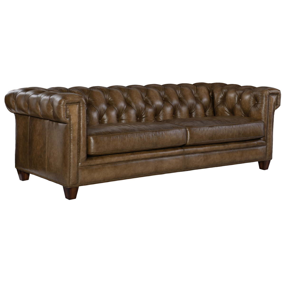 Caysie 94.5&quot; Wide Upholstered Leather Sofa, Brown