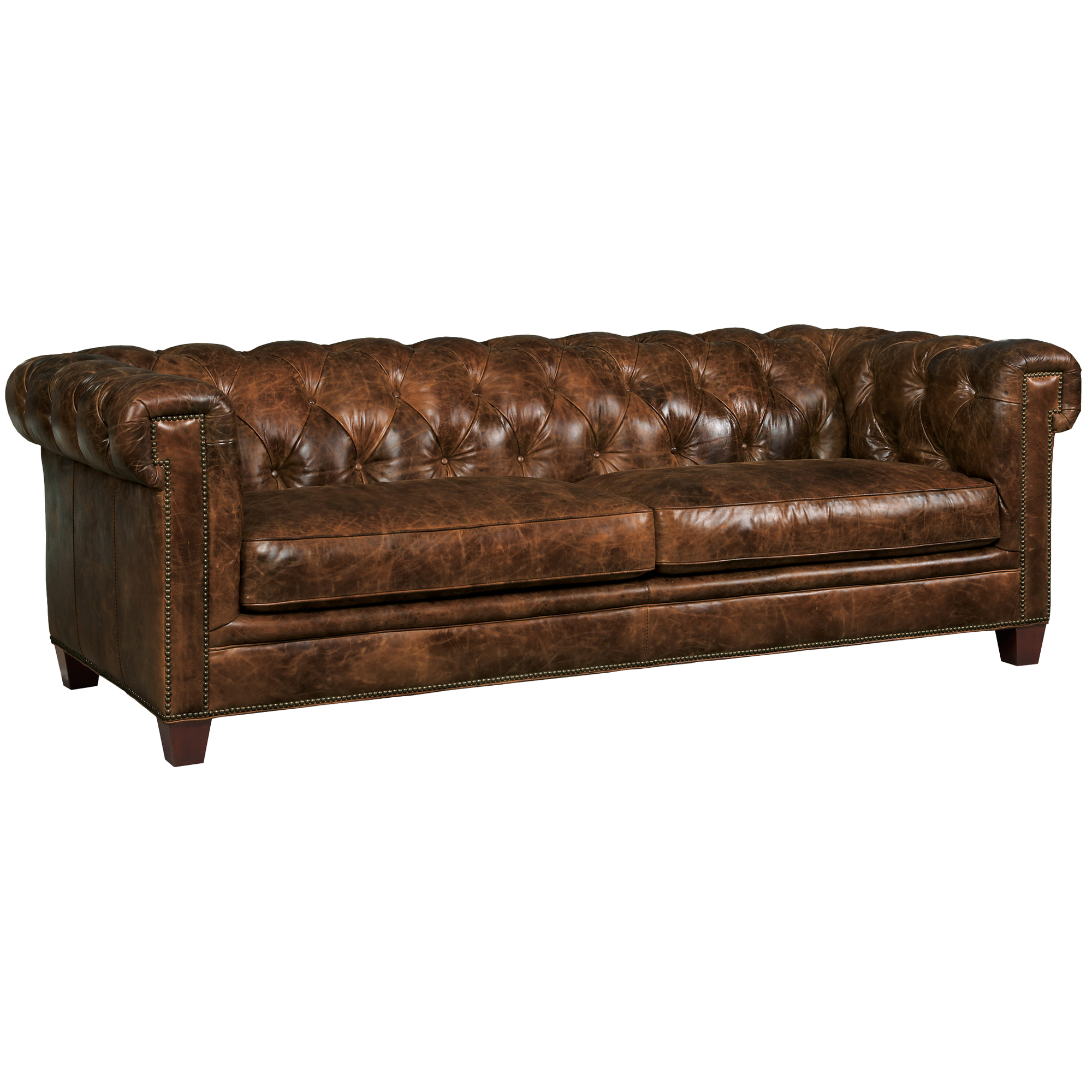 Celysie 94.5" Wide Upholstered Leather Sofa, Dark Brown
