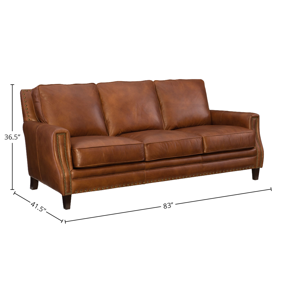 Elpido 83&quot; Wide Upholstered Leather Sofa, Brown