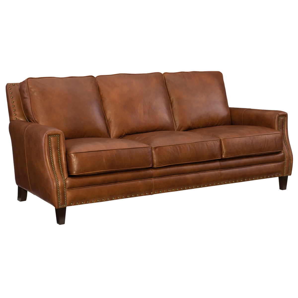 Elpido 83&quot; Wide Upholstered Leather Sofa, Brown