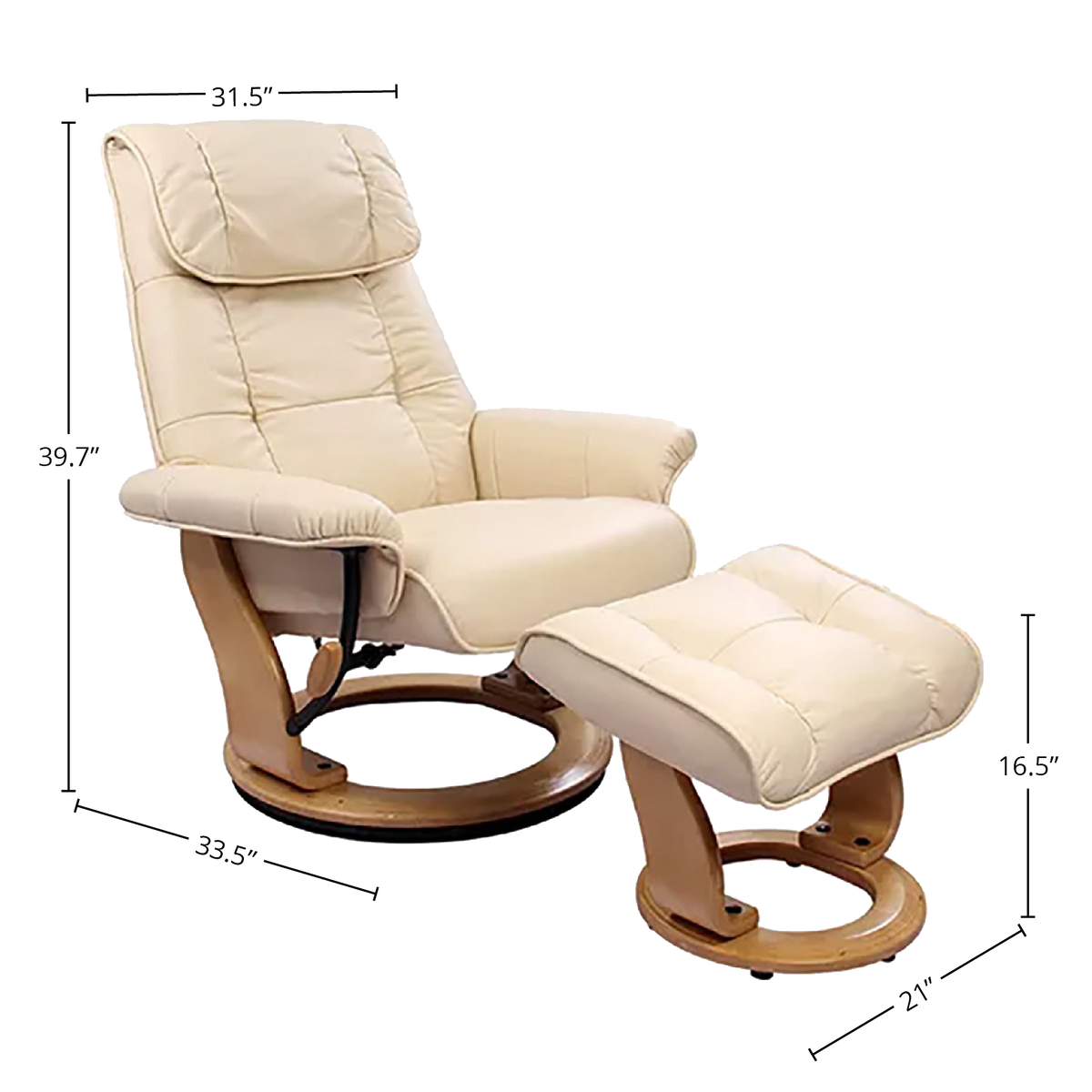 Muscat 360 Leather Swivel Recliner with Ottoman