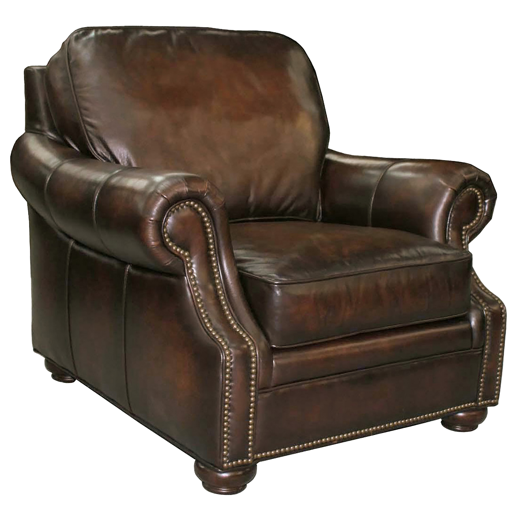 Micca 40.5" Wide Side Chair, Leather, Brown