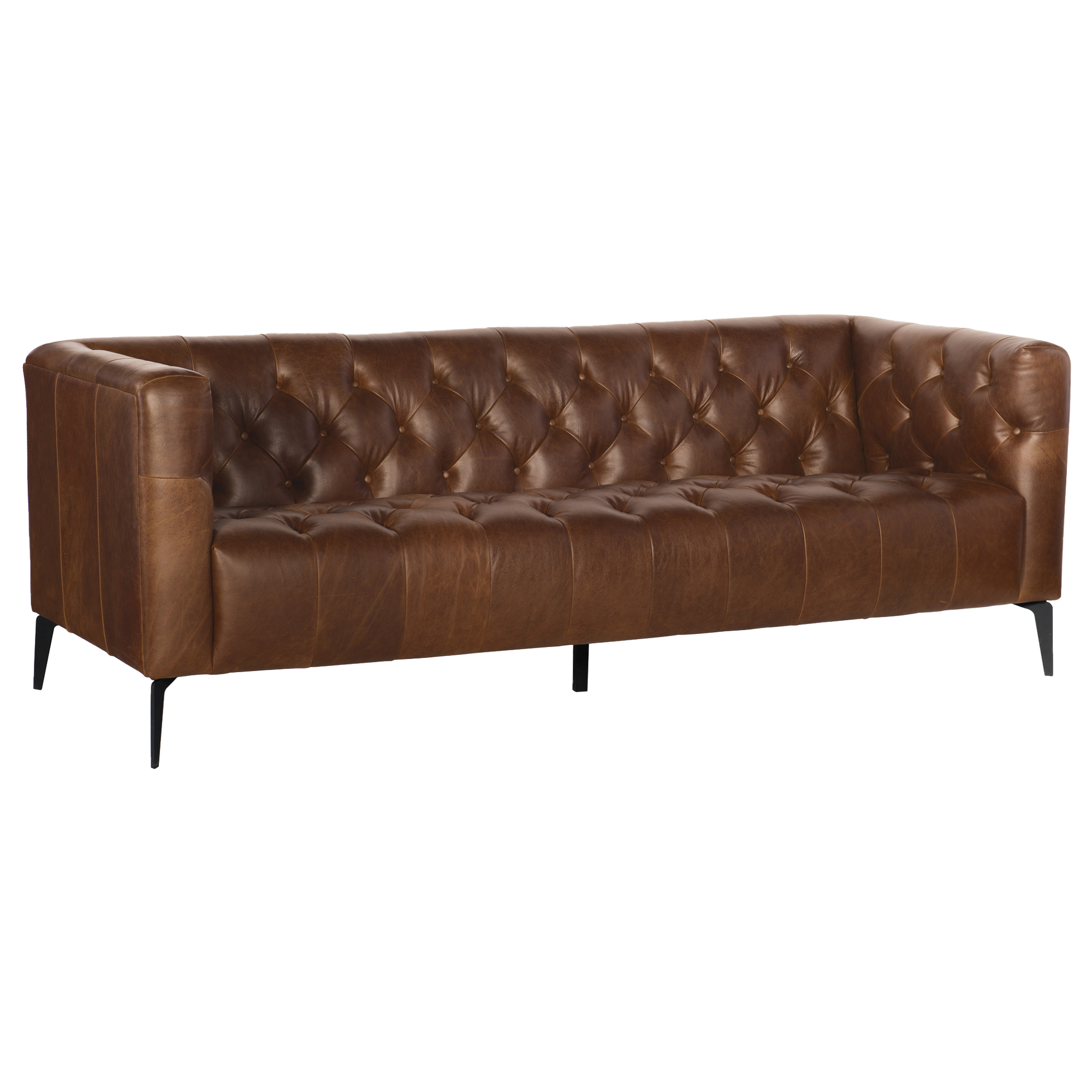 Nonie 84" Wide Upholstered Leather Sofa, Brown