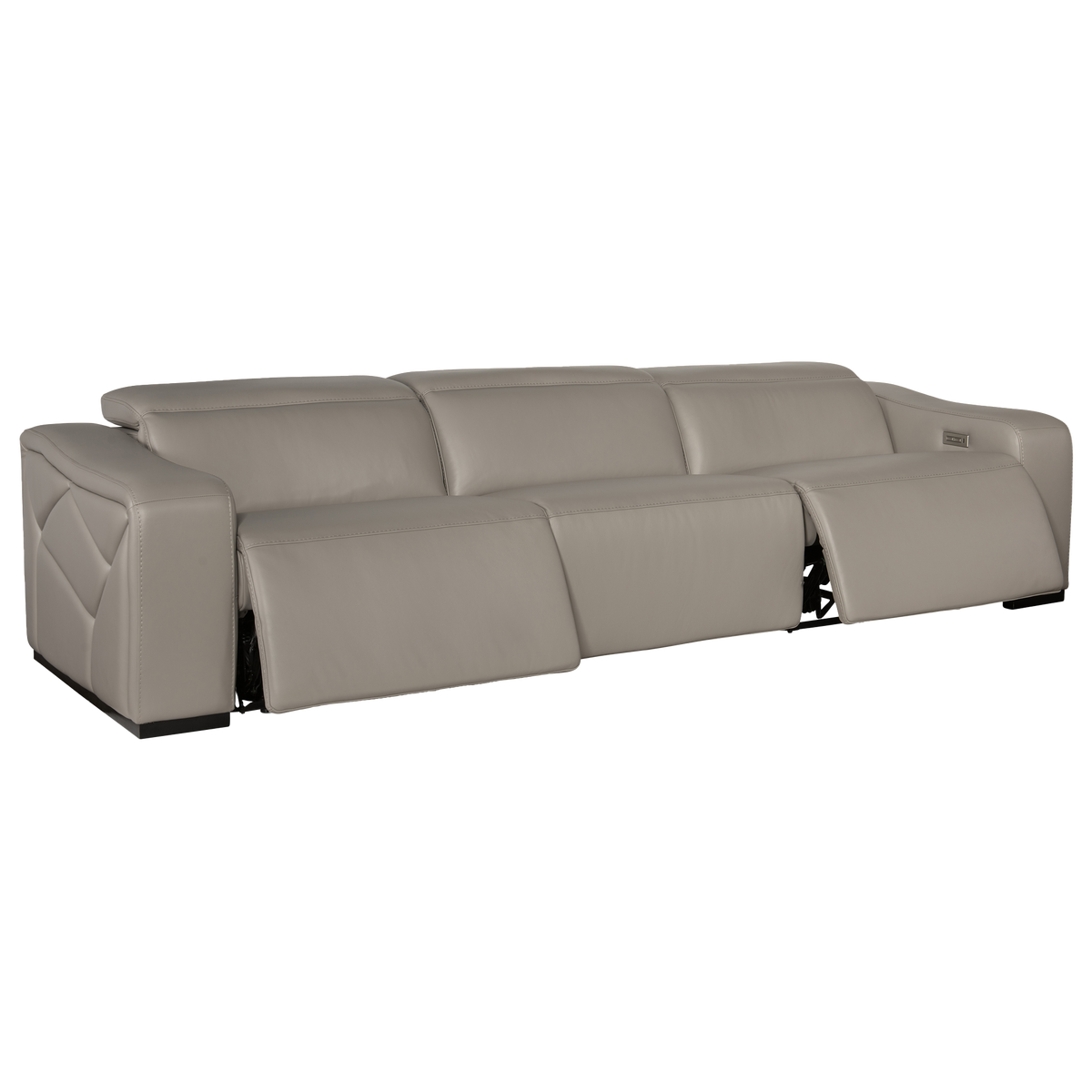 Otilla 123.5&quot; Wide Upholstered Leather Sofa, Gray