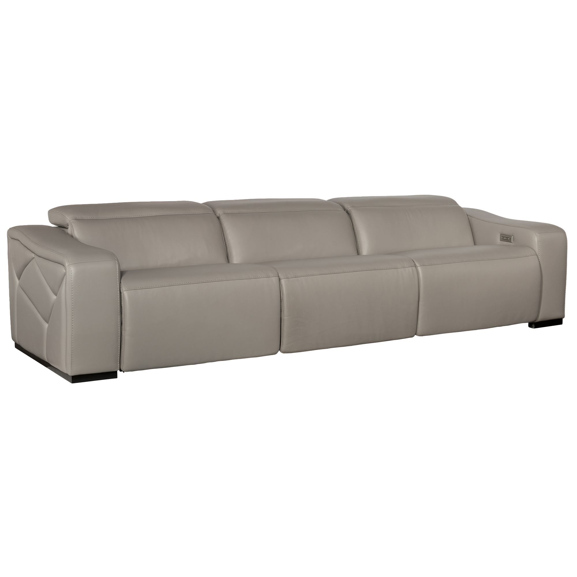 Otilla 123.5" Wide Upholstered Leather Sofa, Gray
