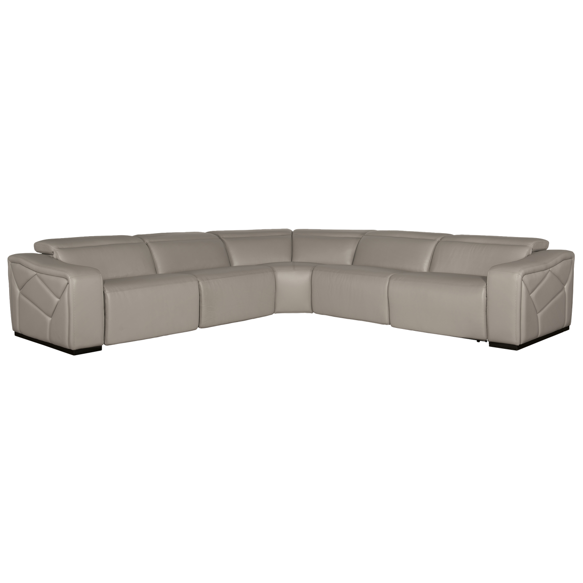 Otilla 5-Piece Leather Upholstered Sectional, Gray