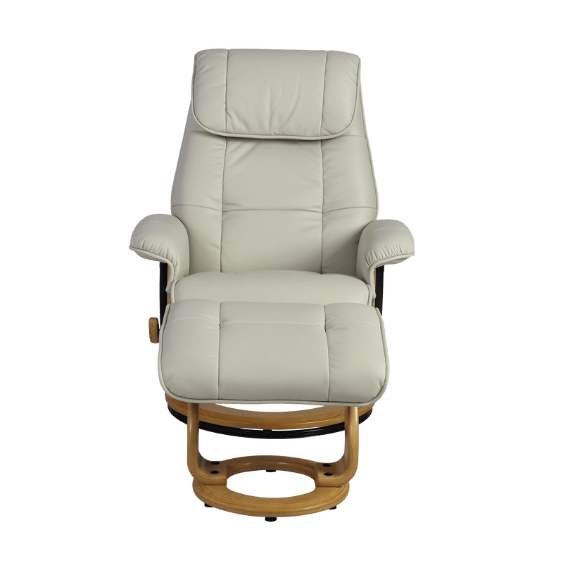 Muscat Leather Swivel Recliner with Matching Ottoman - Coja