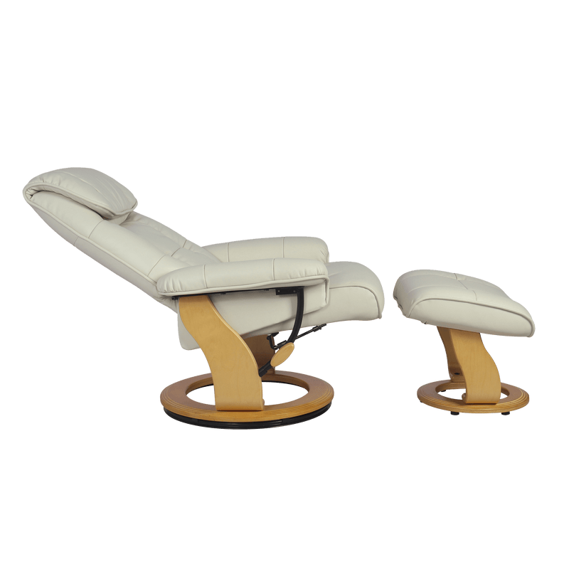 Muscat Leather Swivel Recliner with Matching Ottoman - Coja