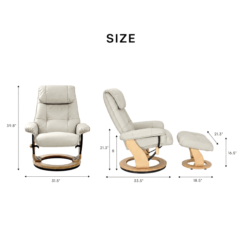 Muscat Leather Swivel Recliner with Matching Ottoman - Coja