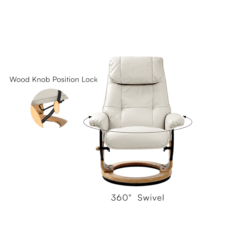 Muscat Leather Swivel Recliner with Matching Ottoman - Coja