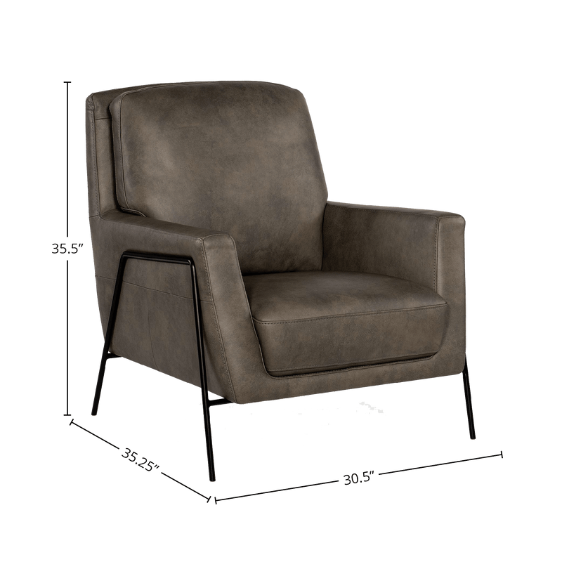 Aziel 30.5" Wide Side Chair, Leather - Coja