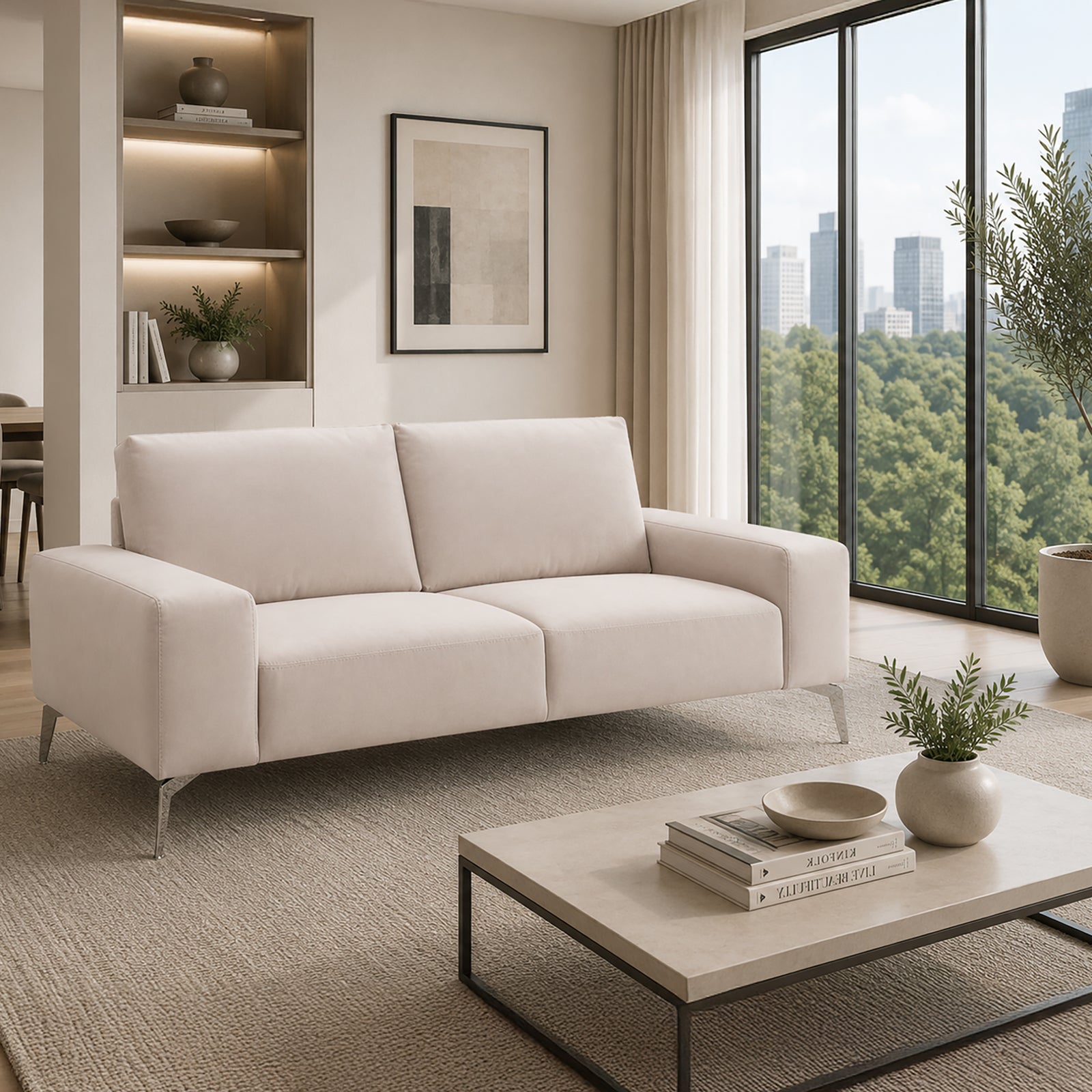 Abbraccio Italian Microfiber Loveseat – Light Gray - Coja