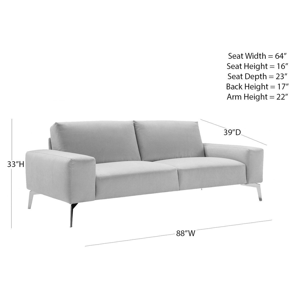 Abbraccio Italian Microfiber Sofa – Light Gray - Coja