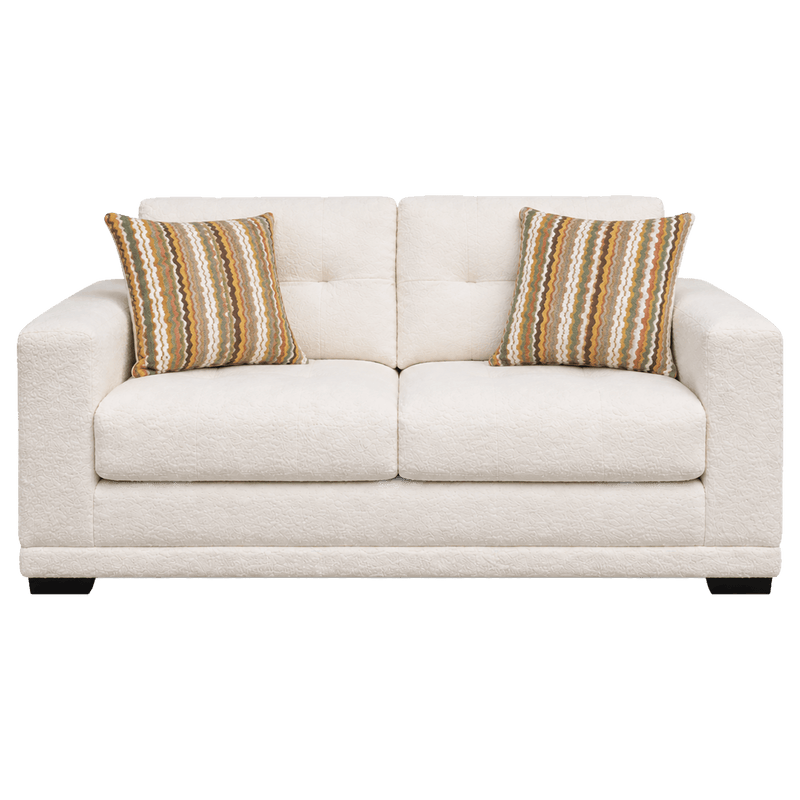 Adali Fabric Loveseat with Accent Cushions, Cream