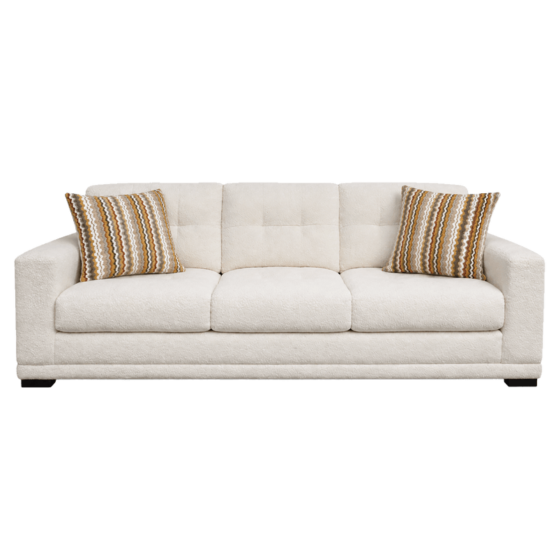 Adali Fabric Sofa, Loveseat & Chair Set with Accent Cushions, Cream