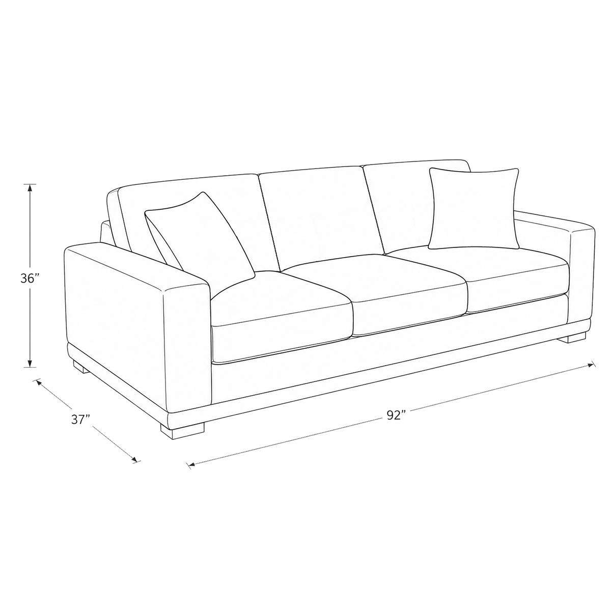 Adali Fabric Sofa & Two Chairs Set with Accent Cushions, Cream