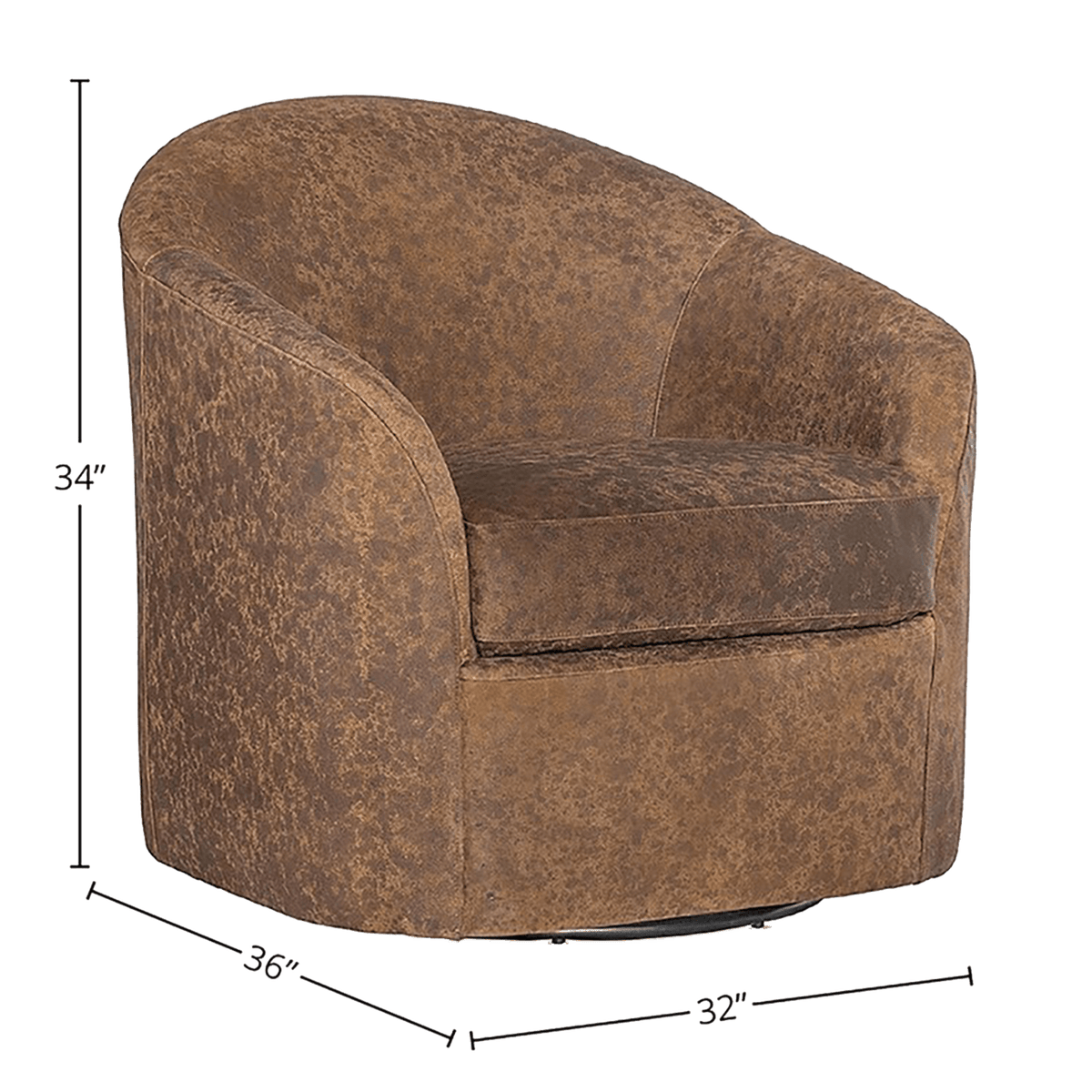 Agar Leather Swivel Chair, Brown - Coja