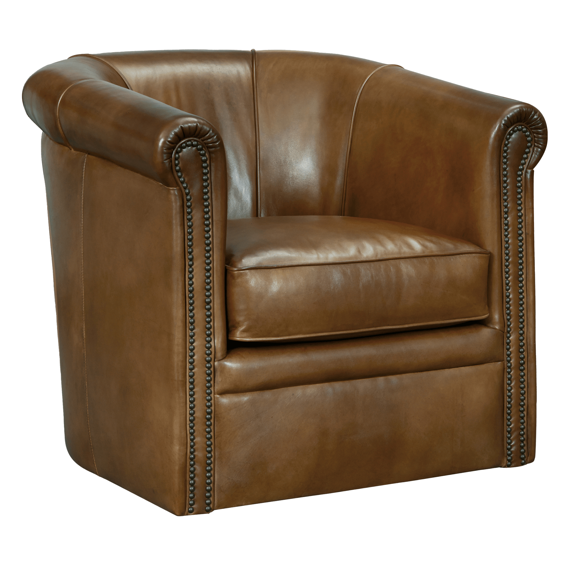 Amarri 32" Wide Swivel Side Chair, Leather, Brown