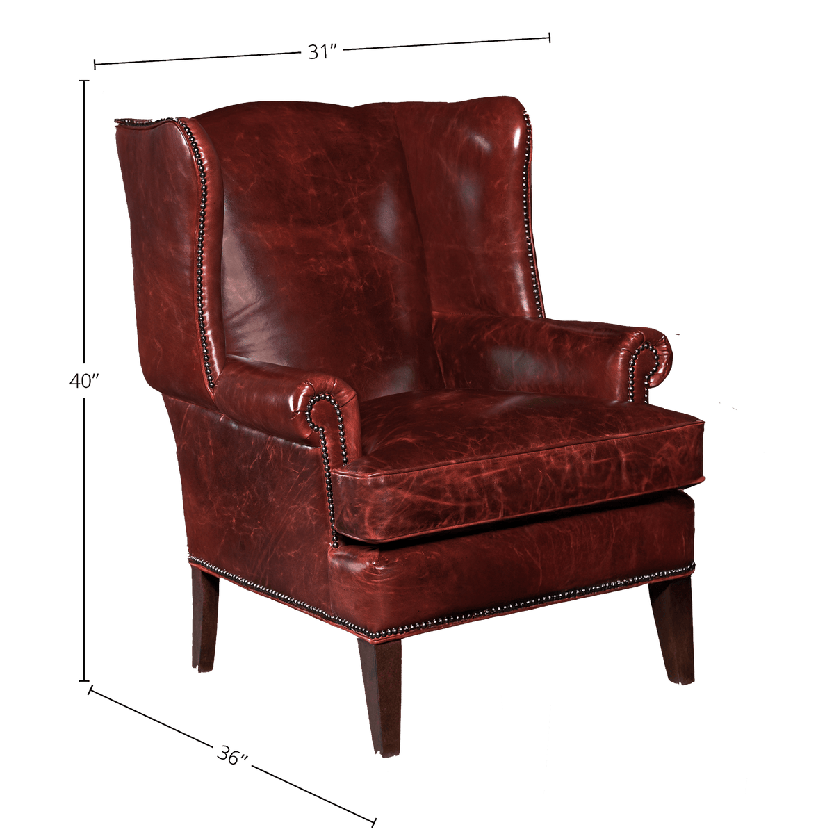 Bexley 31&quot; Wide Side Chair, Leather, Red - Coja