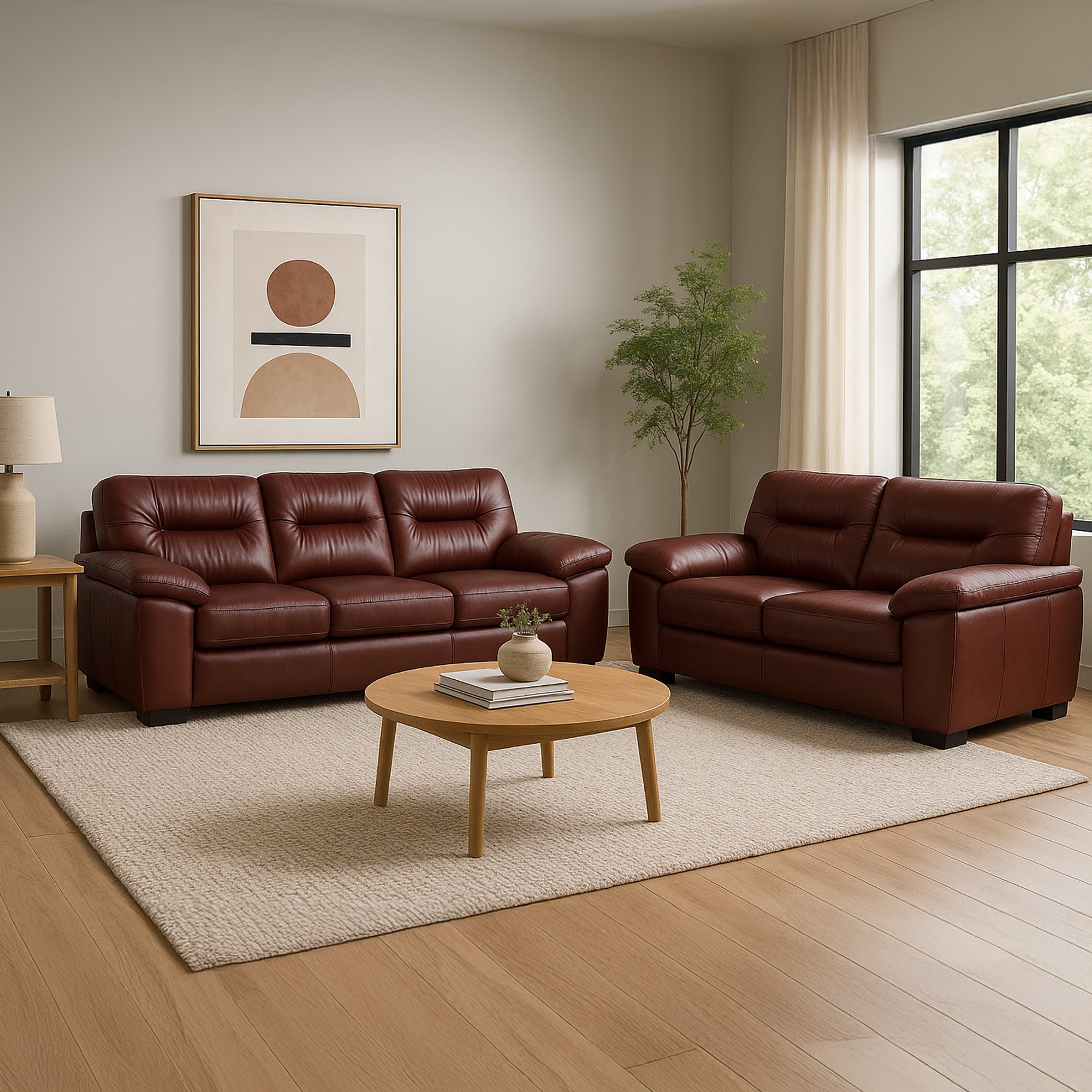 Baeza Two Piece Leather Sofa and Loveseat Set