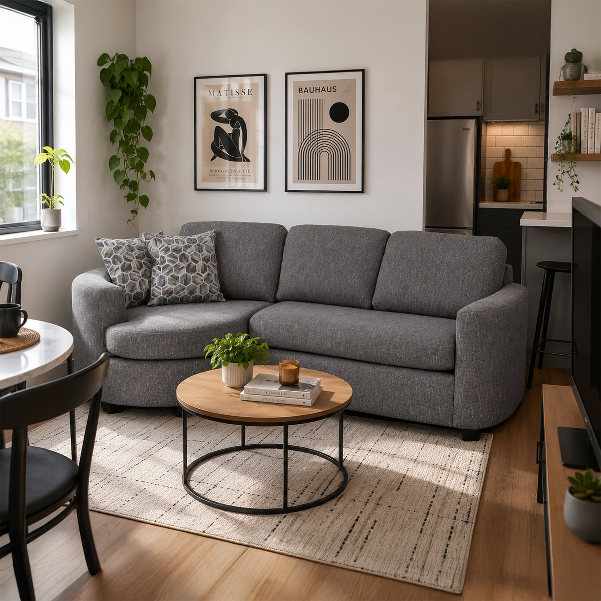 Ballica Chofa Cuddler Sectional, Charcoal