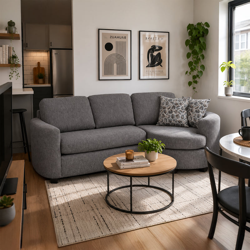 Ballica Chofa Cuddler Sectional, Charcoal