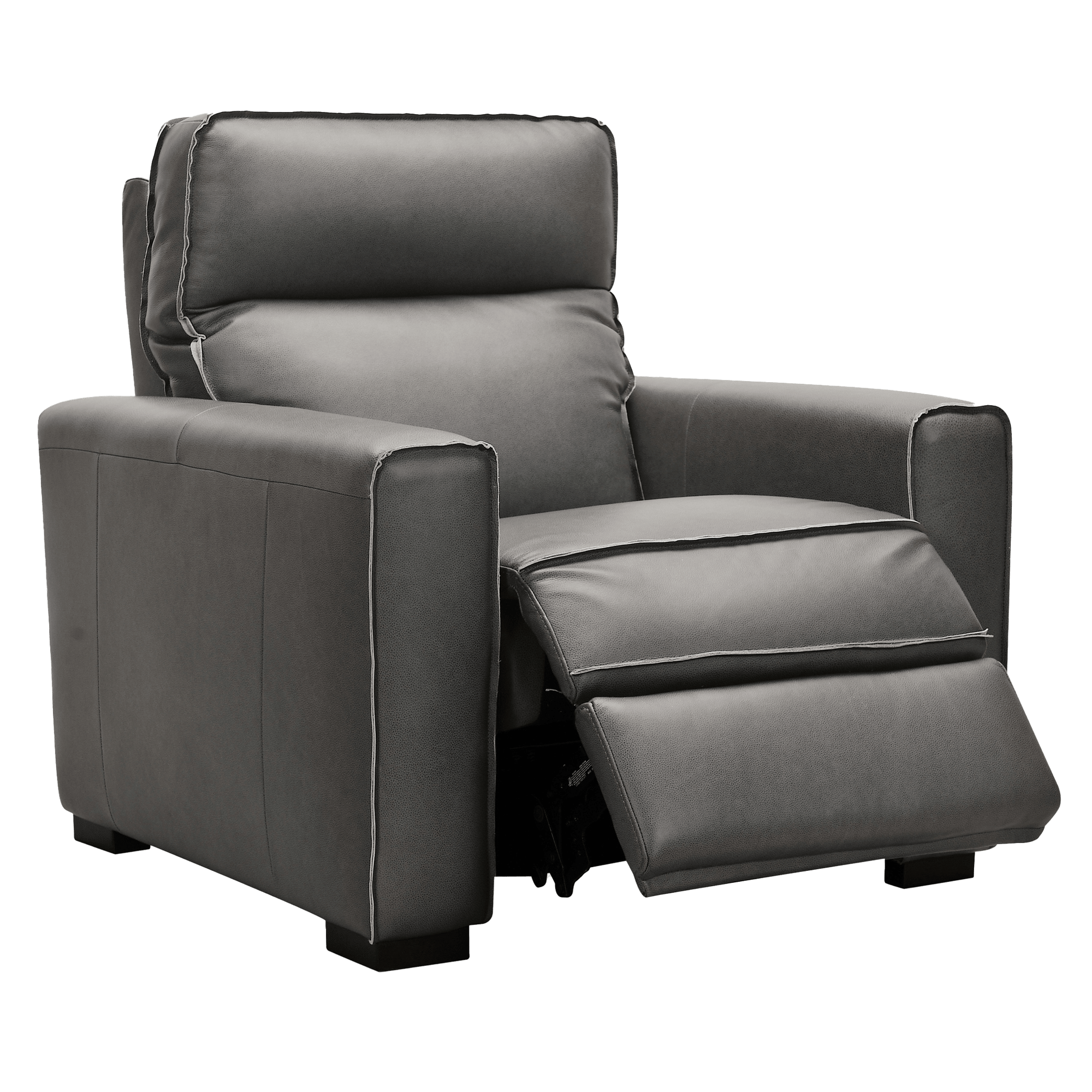 Baxlee Leather Power Recliner with Articulating Headrest, Leather, Gray