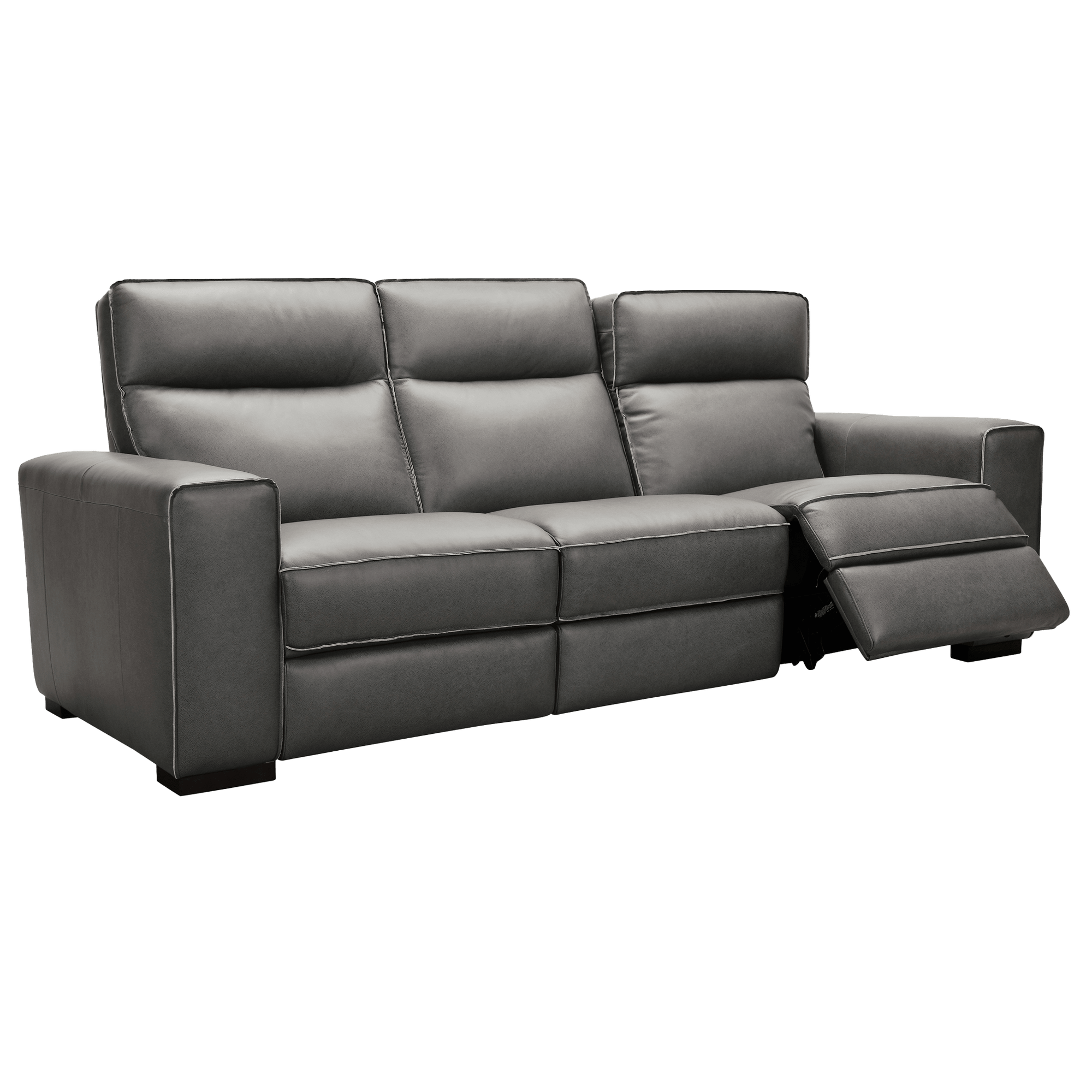 Baxlee 95" Wide Upholstered Leather Sofa, Gray - Coja