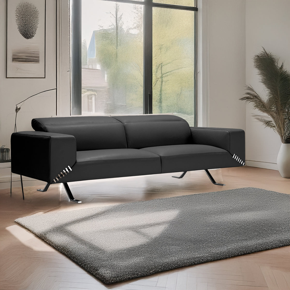 Bellissimo Modern Italian Leather Loveseat - Coja