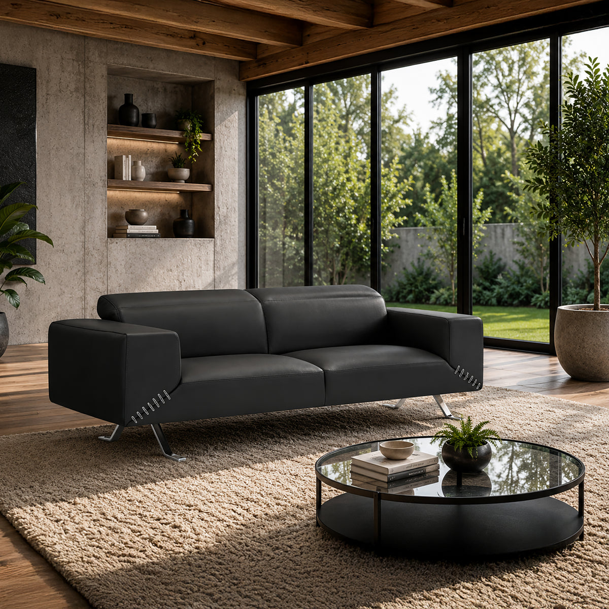 Bellissimo Modern Italian Leather Loveseat - Coja