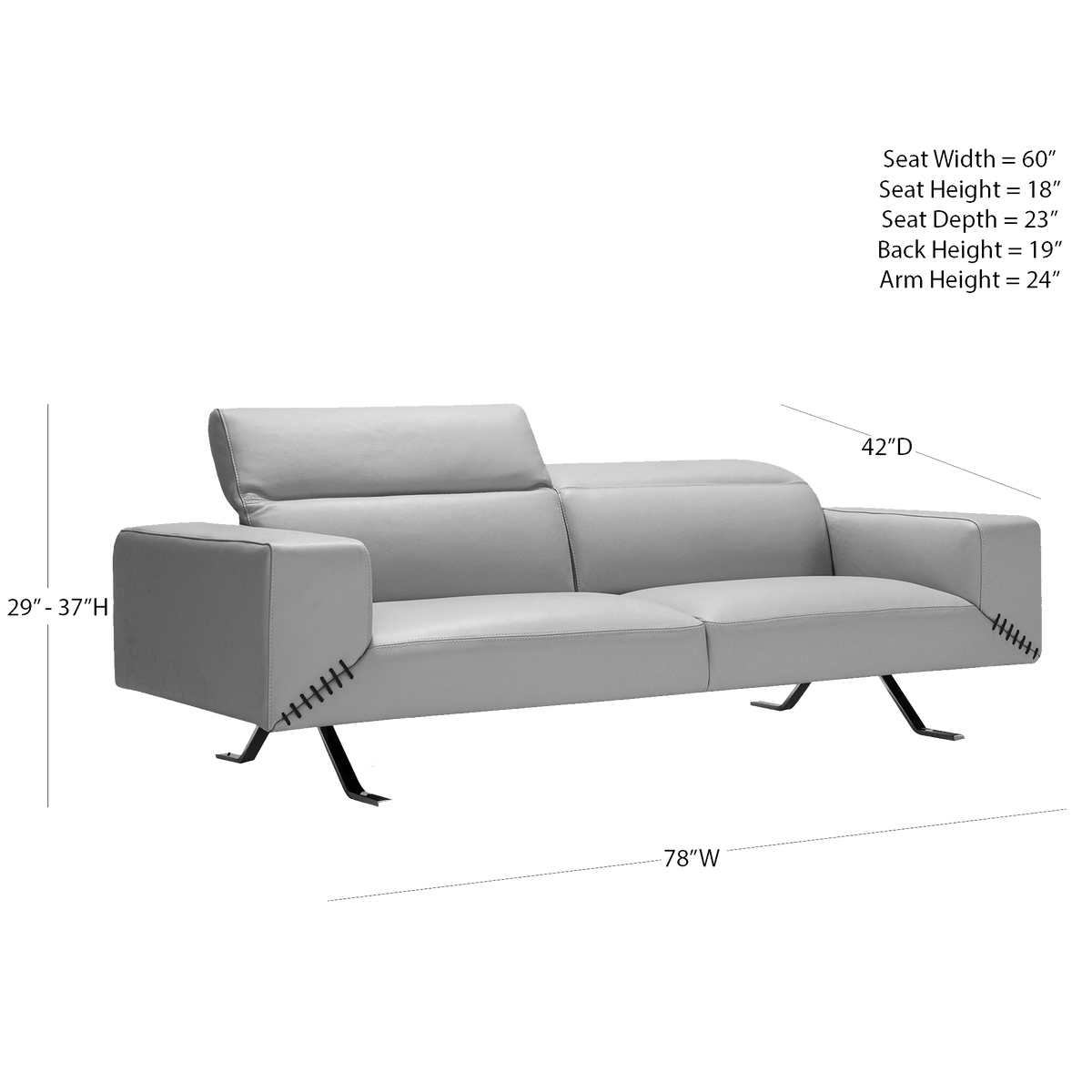 Bellissimo Modern Italian Leather Loveseat - Coja