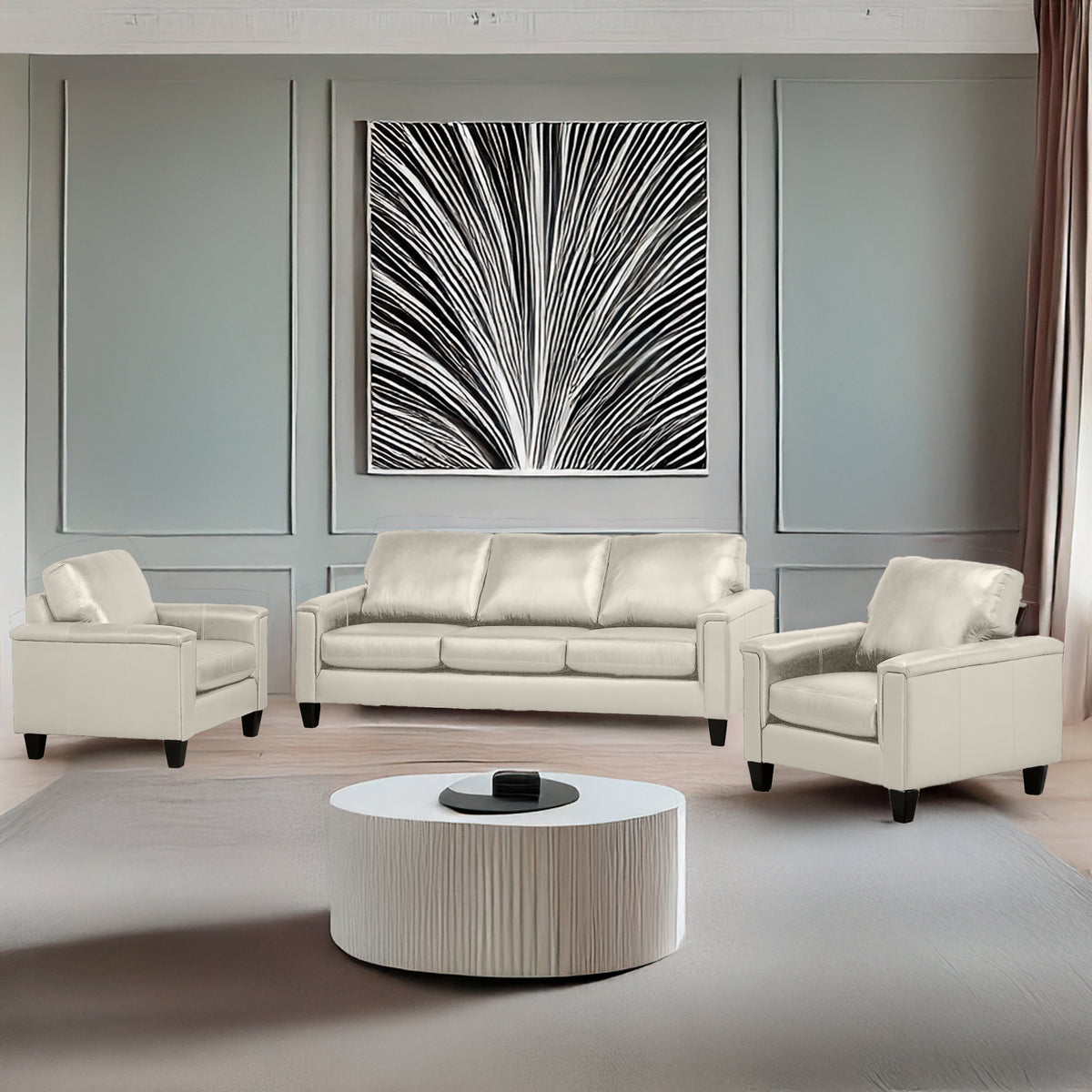 Benson Leather Sofa & Two Chair Set - Coja