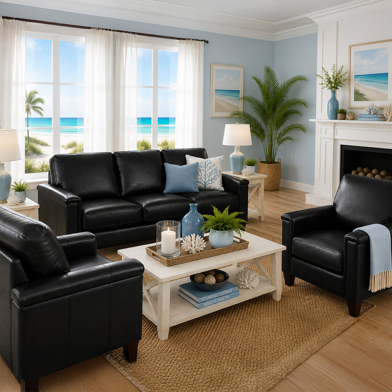 Benson Leather Sofa & Two Chair Set - Coja