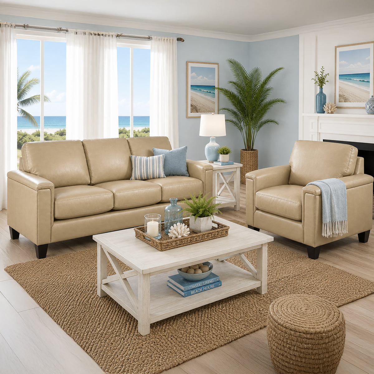 Benson Leather Sofa & Chair Set - Coja