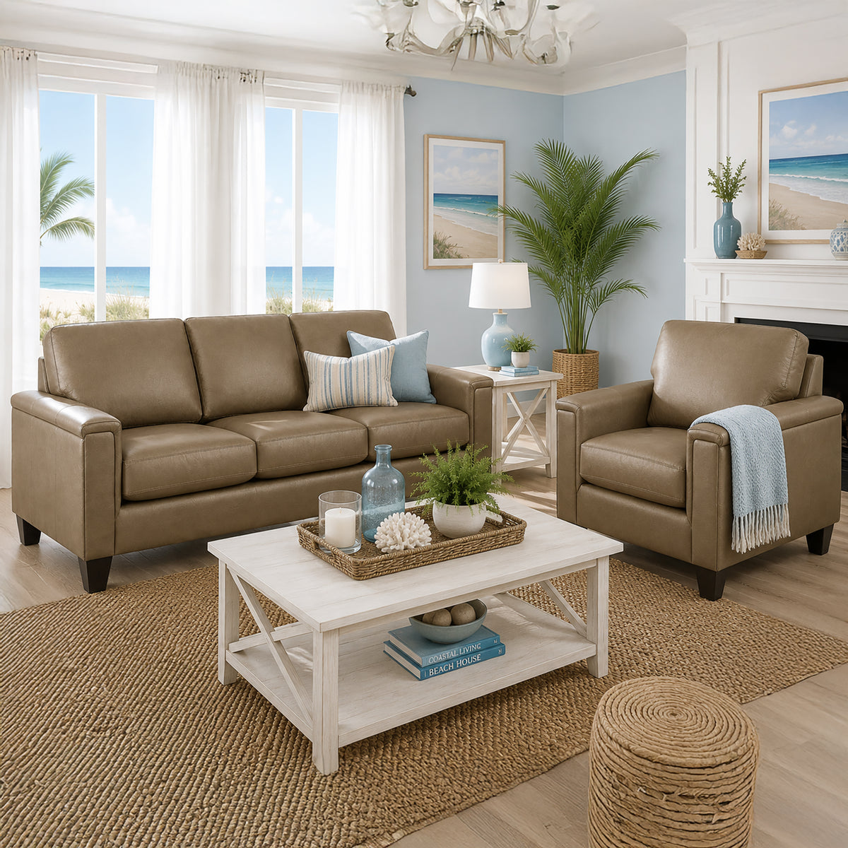 Benson Leather Sofa & Chair Set - Coja