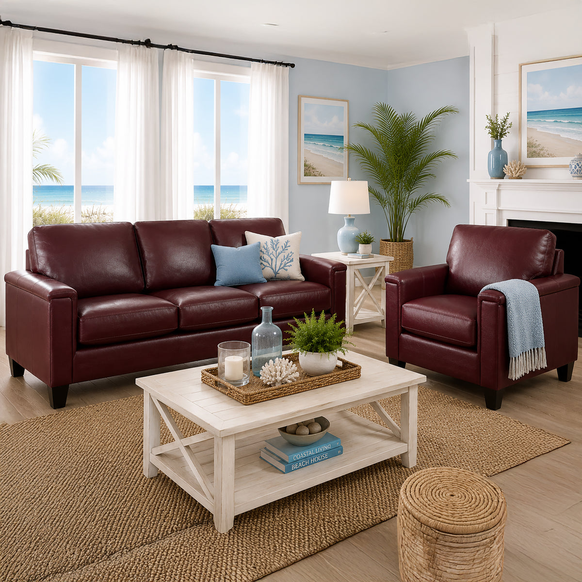 Benson Leather Sofa & Chair Set - Coja