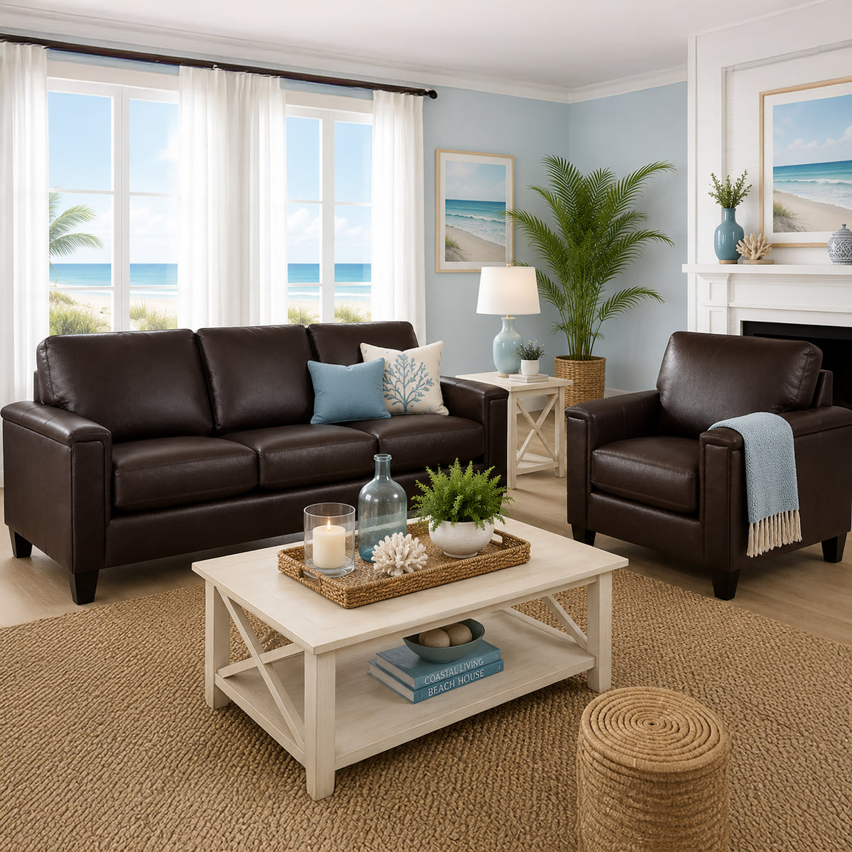 Benson Leather Sofa & Chair Set - Coja