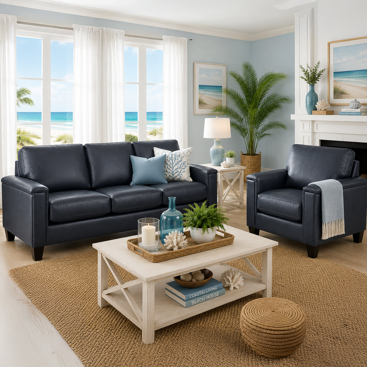 Benson Leather Sofa & Chair Set - Coja