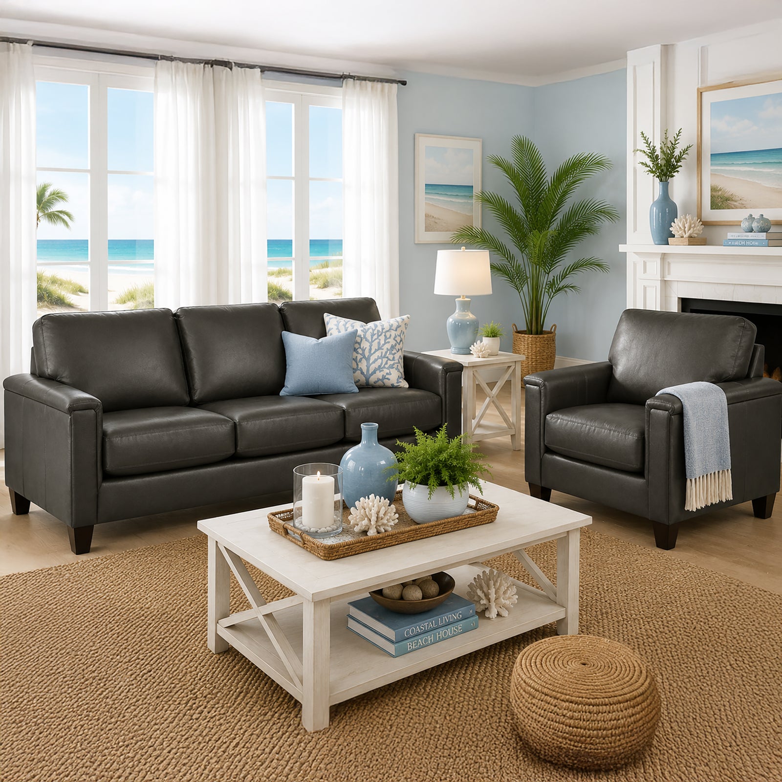 Benson Leather Sofa & Chair Set