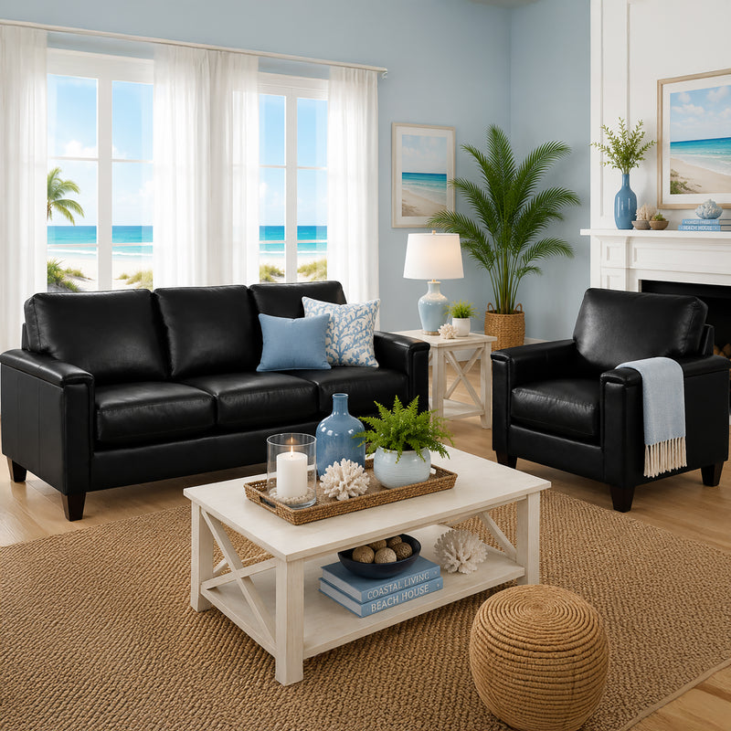 Benson Leather Sofa & Chair Set - Coja