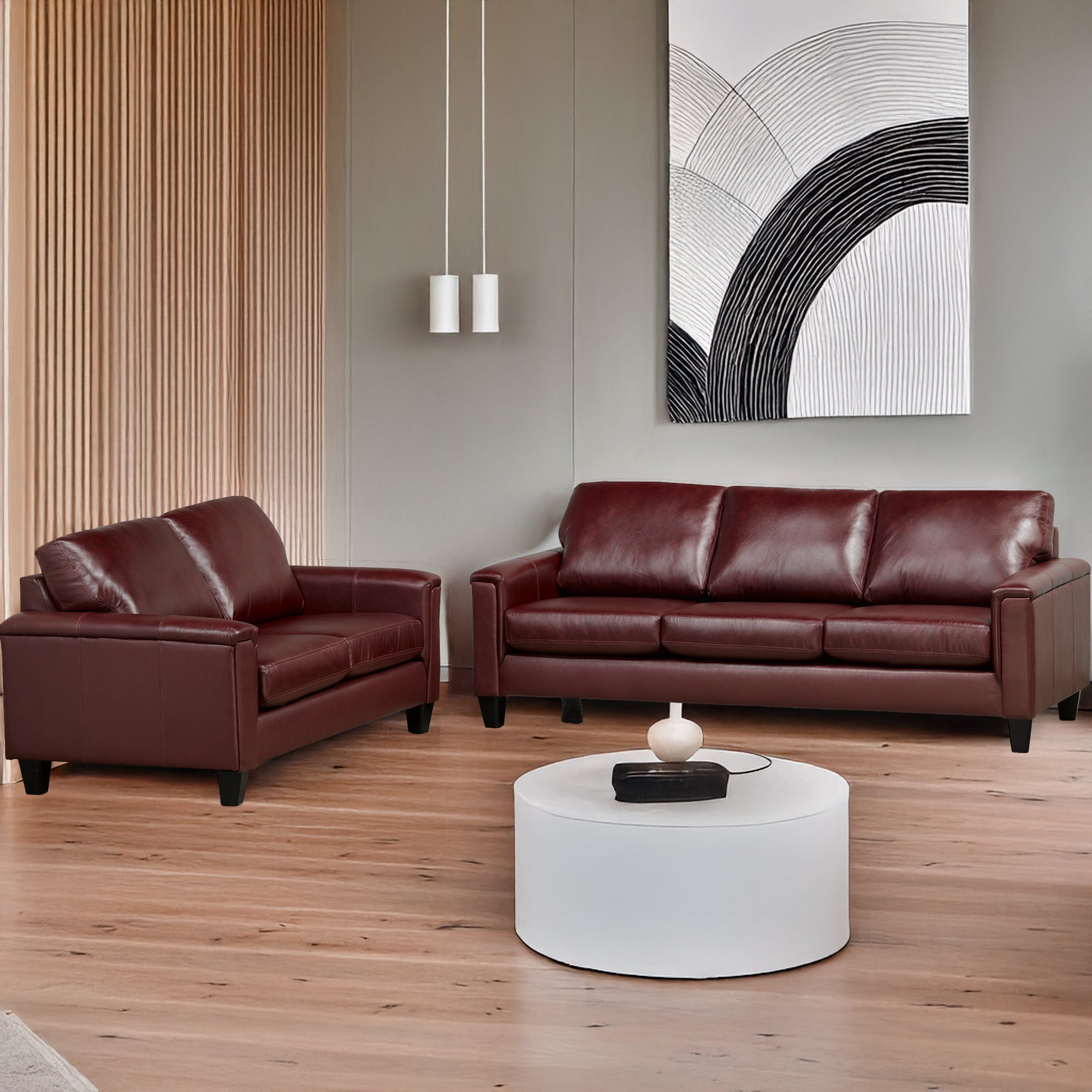 Benson Leather Sofa & Loveseat Set - Coja