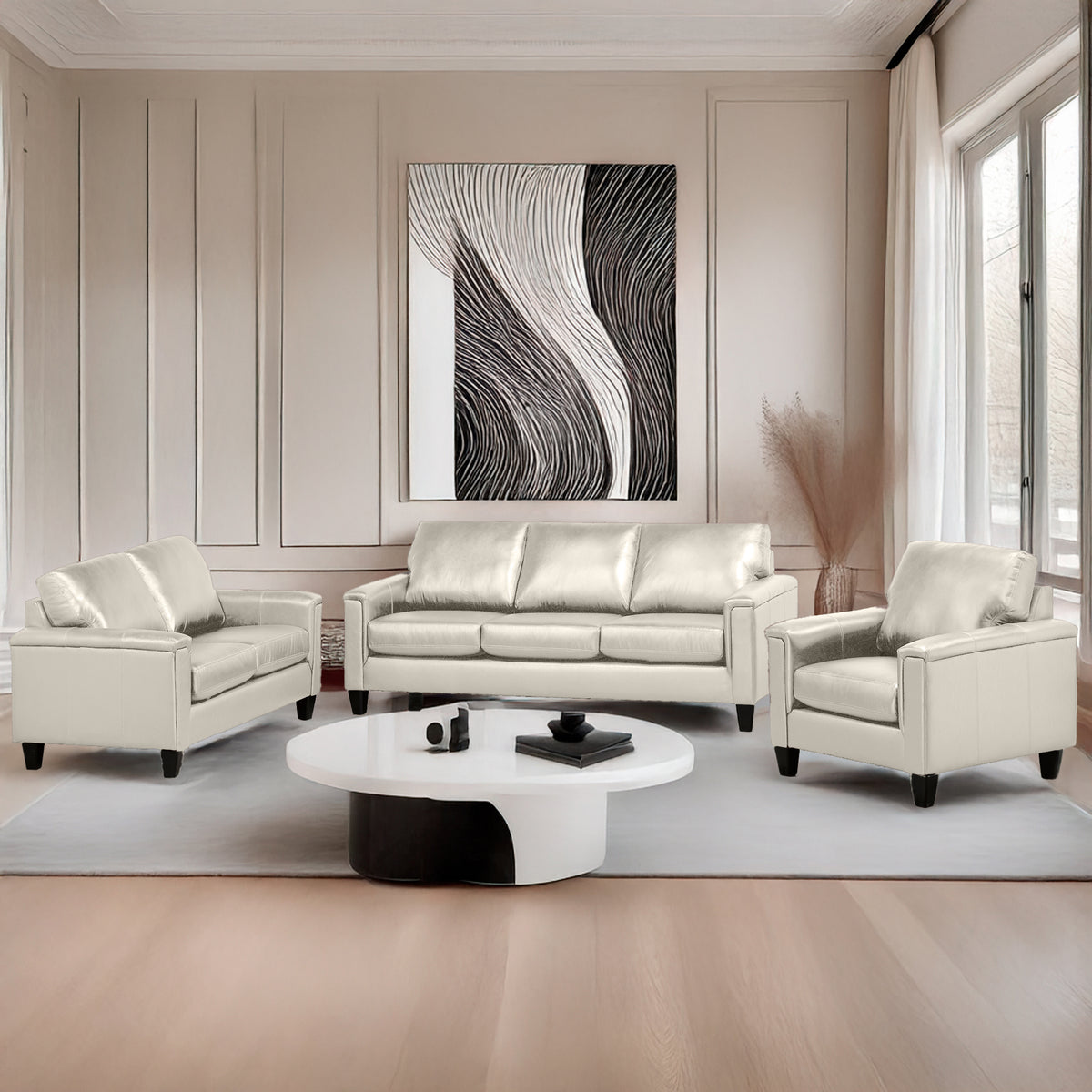 Benson Leather Sofa, Loveseat & Chair Set - Coja