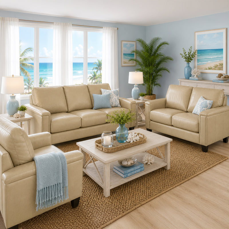 Benson Leather Sofa, Loveseat & Chair Set - Coja