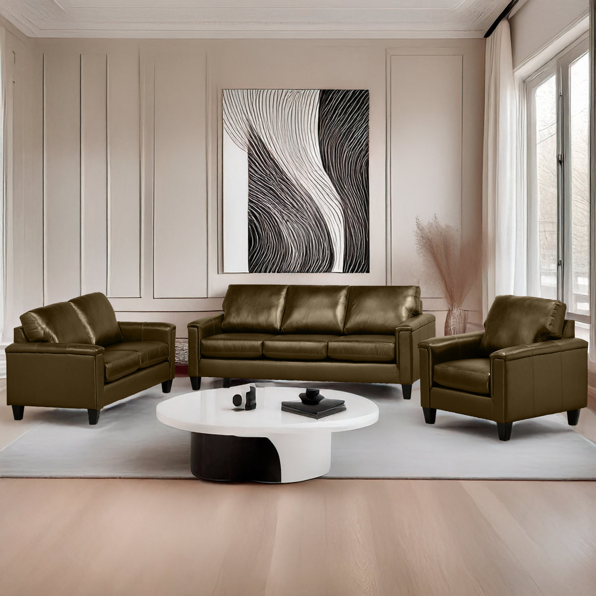 Benson Leather Sofa, Loveseat & Chair Set - Coja