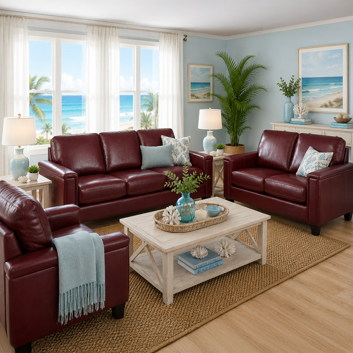 Benson Leather Sofa, Loveseat & Chair Set - Coja