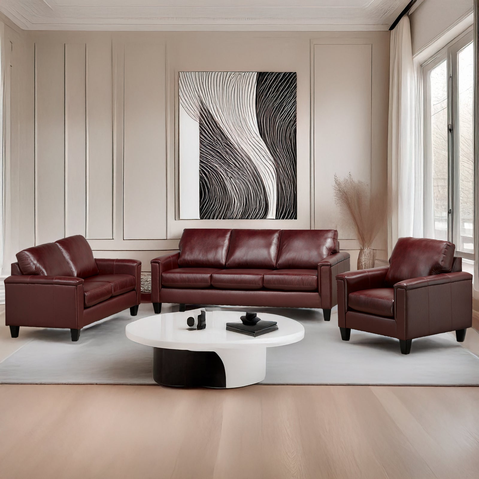 Benson Leather Sofa, Loveseat & Chair Set - Coja